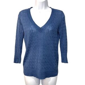 J Crew Linen Cable Knit Sweater Womens‎ XS Minimalist Old Money Preppy Capsule